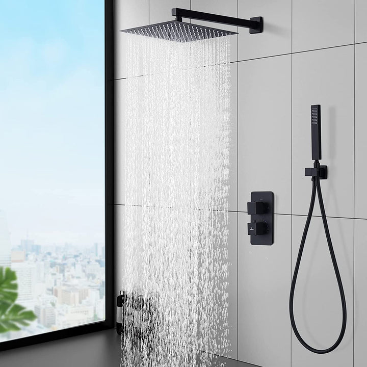 Sistema doccia a pioggia termostatico nero HOMELODY Set doccia da incasso quadrato antiscottatura