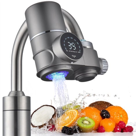 Filtro dell'acqua per rubinetto con display LED, filtro per acqua potabile per cucina, rimuove cloro, metalli pesanti e cattivo gusto, filtro dell'acqua potabile con luce blu (incluso filtro*1)