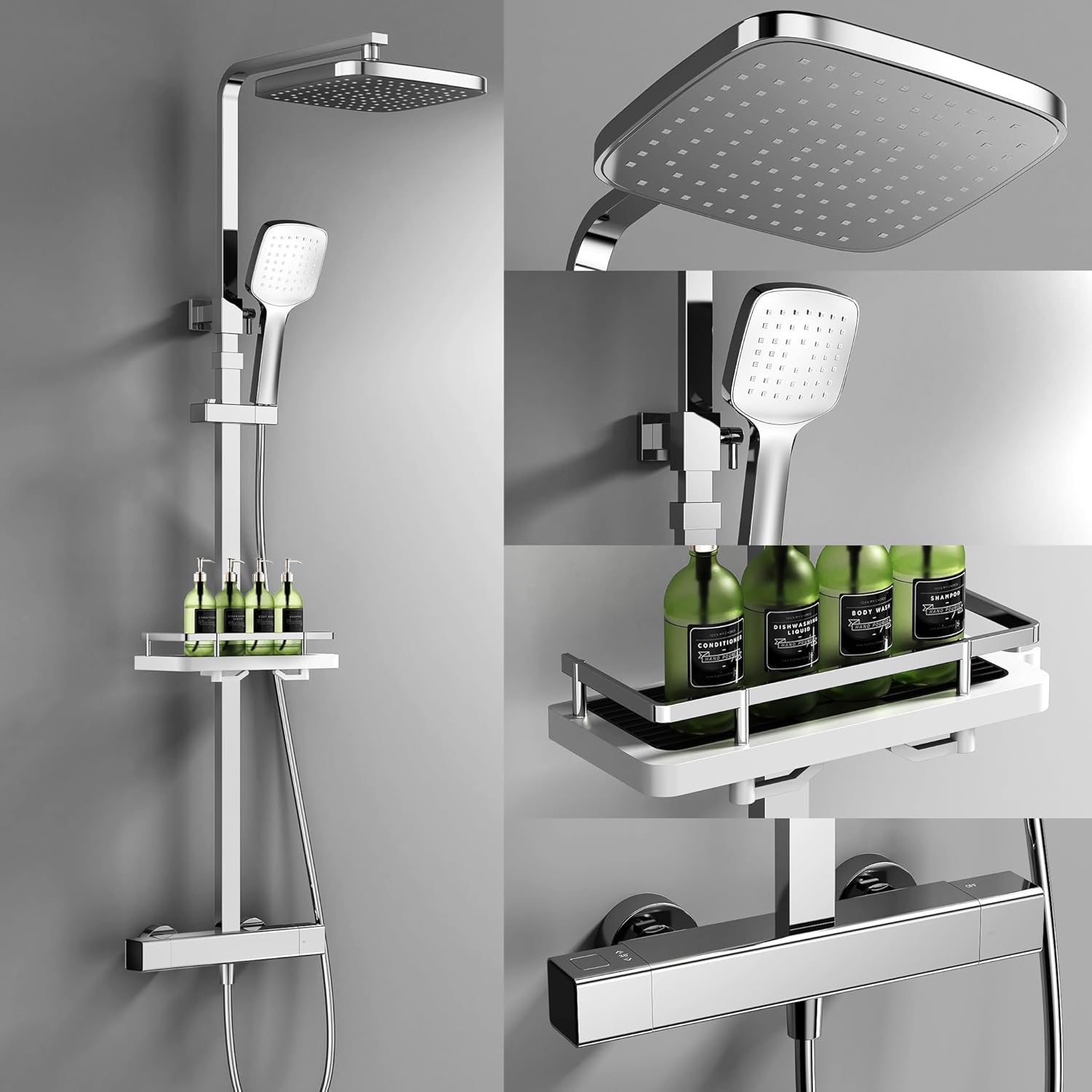 HOMELODY Sistema doccia con termostato, cromato, set completo