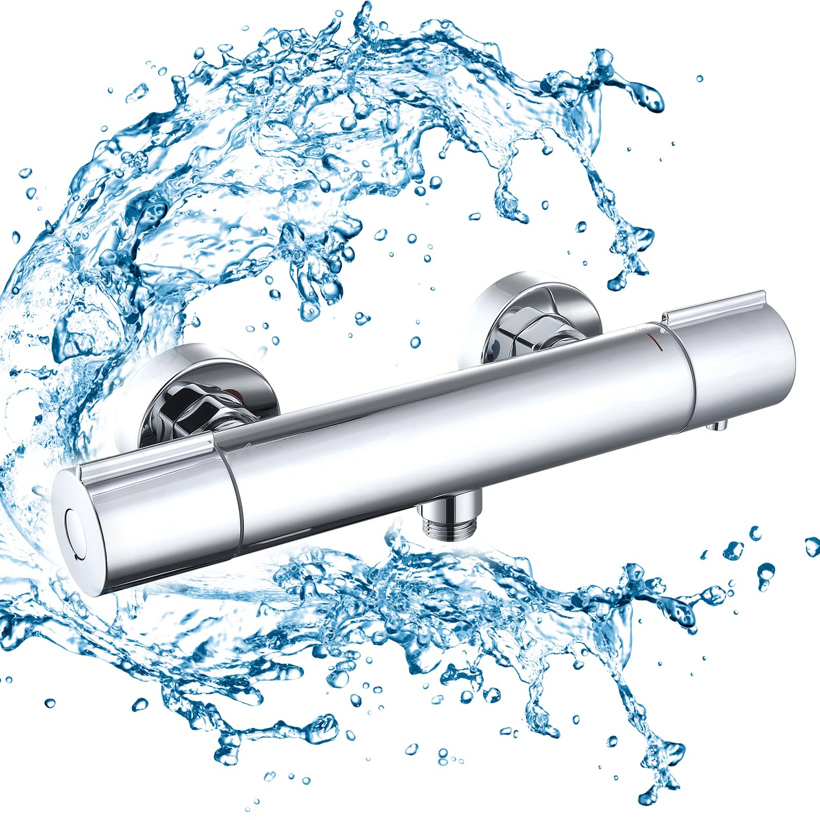 HOMELODY Sistema doccia con termostato cromato, rubinetto per doccia in acciaio inox, con rubinetto, con doccetta in ABS, soffione regolabile