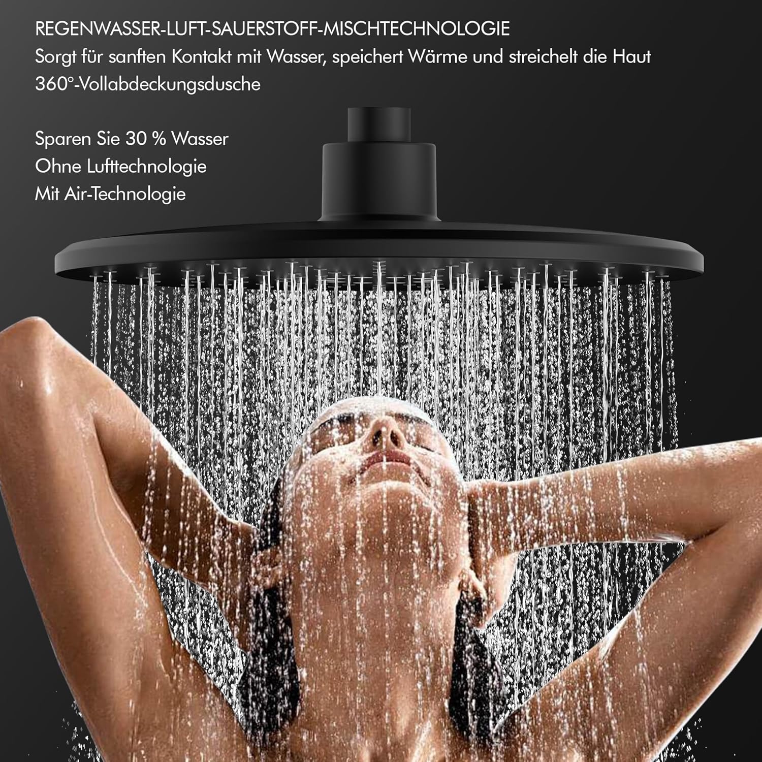 HOMELODY Sistema doccia con termostato nero, set completo rotondo