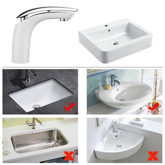 Monocomando Rubinetto Bagno Cromato di Bianco Miscelatore Lavabo per Bagno in ottone - Homelody-it