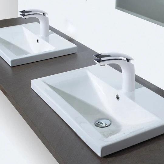 Monocomando Rubinetto Bagno Cromato di Bianco Miscelatore Lavabo per Bagno in ottone - Homelody-it