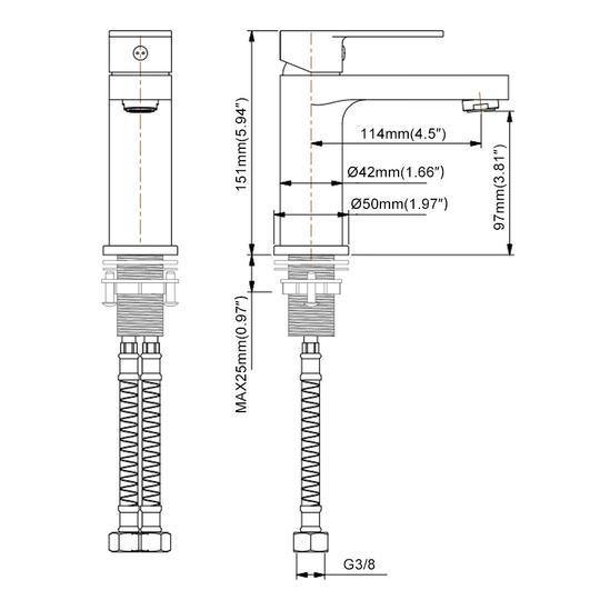 nero miscelatore lavabo parametro tecnico