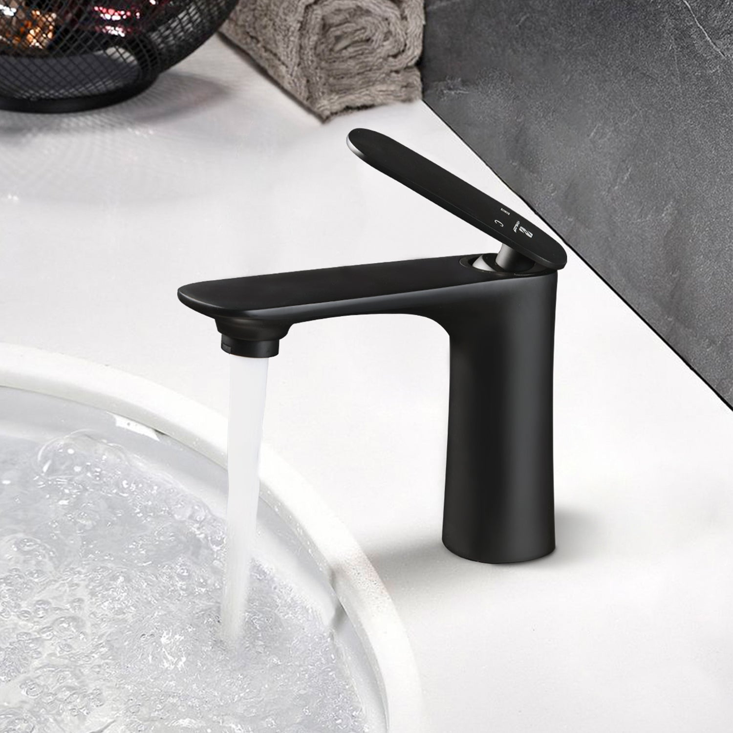 HOMELODY Rubinetto Nero per Lavabo da Bagno Moderno Miscelatore da Tavolo in Ottone - Homelody-it