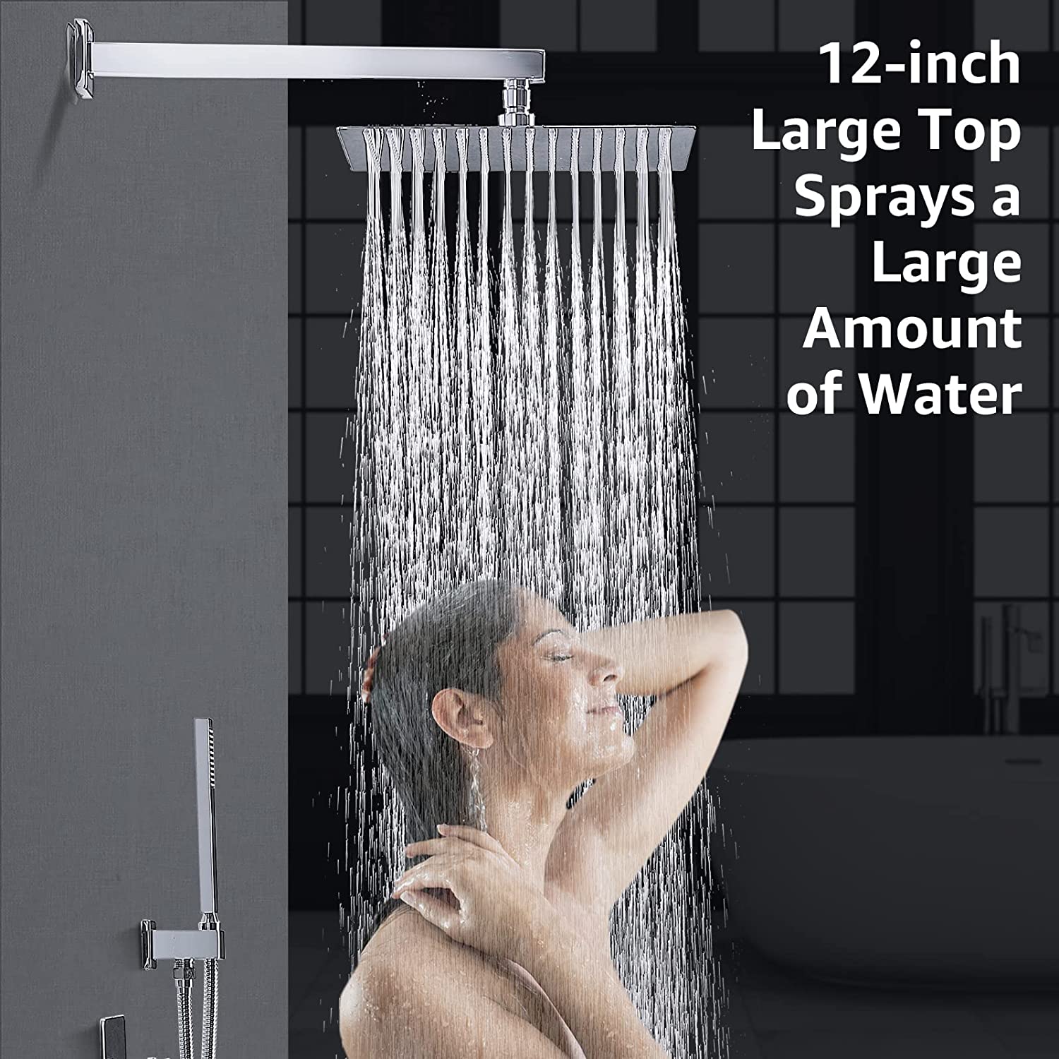 HOMELODY Kit doccia da incasso termostatico 38 ℃ Cromato incluso soffione doccia da 30 cm * 30 cm Corpo in ottone doccetta