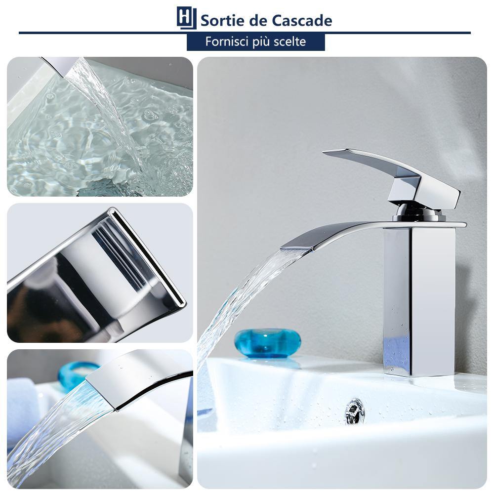 Miscelatore Lavabo a Cascata HOMELODY Originale Rubinetteria Bagno Ottone - Homelody-it