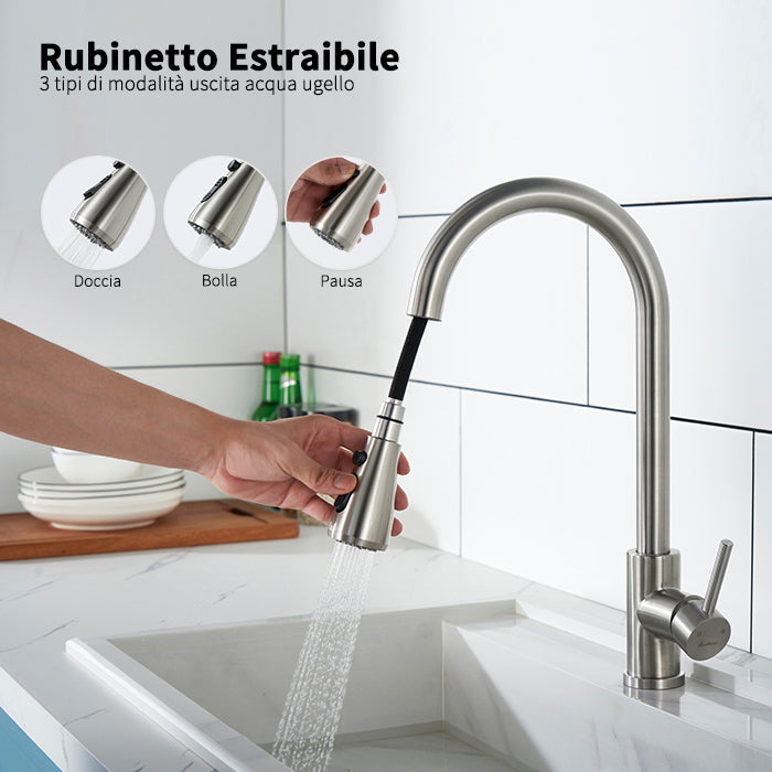  Rubinetto Cucina con Doccetta Estraibile 