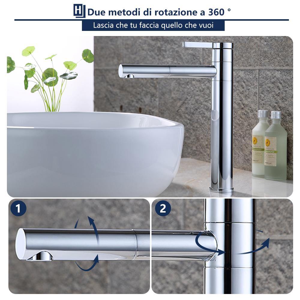 Girevole 360 ° Miscelatore Alto Lavabo