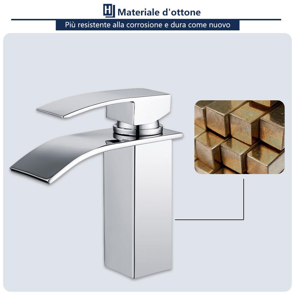 Miscelatore Lavabo a Cascata HOMELODY Originale Rubinetteria Bagno Ottone - Homelody-it