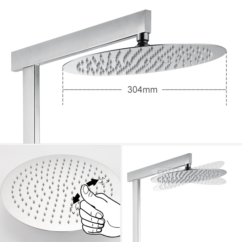 HOMELODY Sistema doccia quadrato con deviatore set doccia senza rubinetto montaggio a parete, con soffione e doccetta - Homelody-it