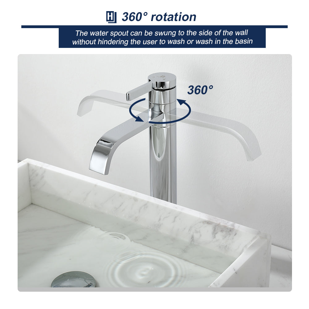 HOMELODY Rubinetto Alto Lavabo Bagno Cascata Miscelatore per Lavandino da Appoggio Bagno - Homelody-it