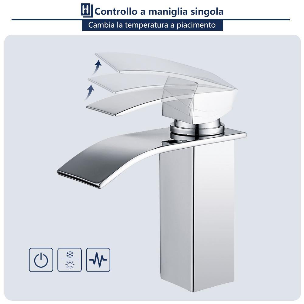 Miscelatore Lavabo a Cascata HOMELODY Originale Rubinetteria Bagno Ottone - Homelody-it