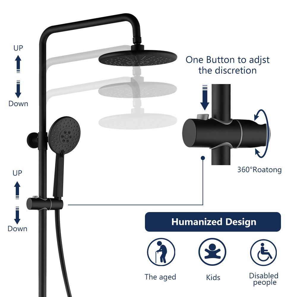 3 Funzioni Set Doccia a Pioggia Ottone Homelody Colonna Doccia Nero con Miscelatore Termostatico - Homelody-it