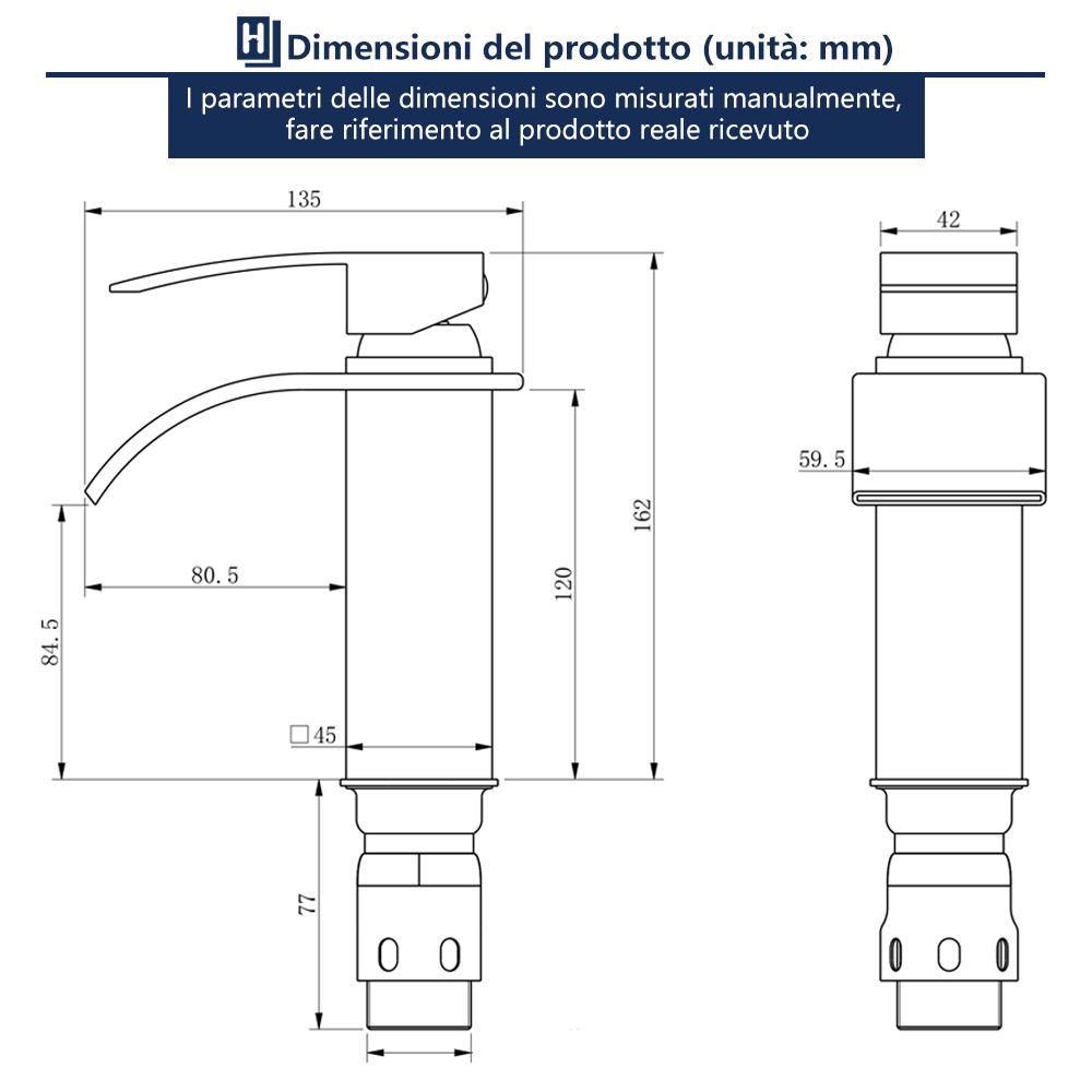 Miscelatore Lavabo a Cascata HOMELODY Originale Rubinetteria Bagno Ottone - Homelody-it