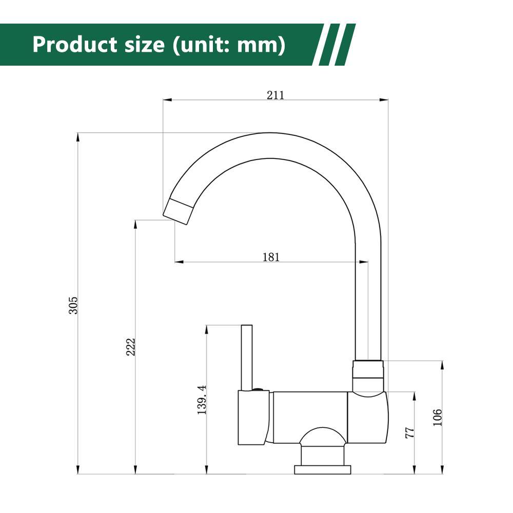 AiHom Rubinetto da Cucina Pieghevole a 90° Miscelatore Girevole a 360 ° in Ottone - Homelody-it