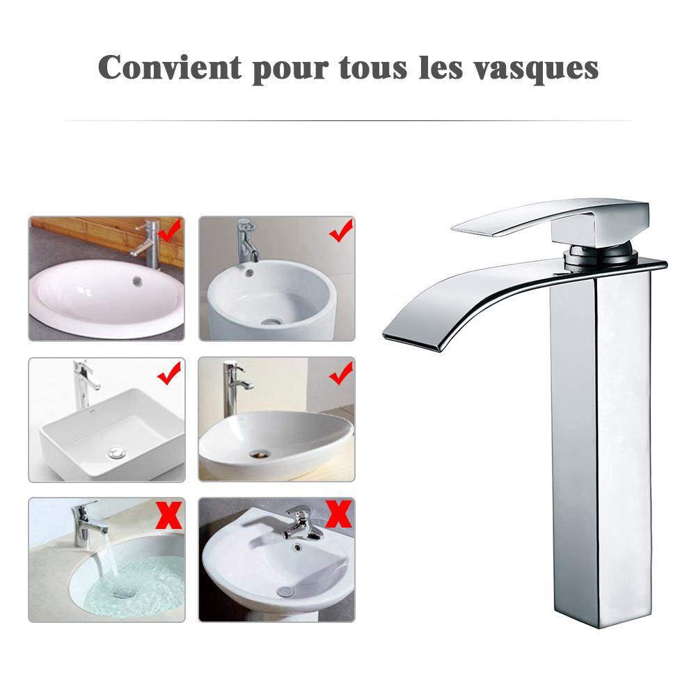 Alto Rubinetto a Cascata Homelody Monocomando Miscelatore Lavabo per Bagno - Homelody-it